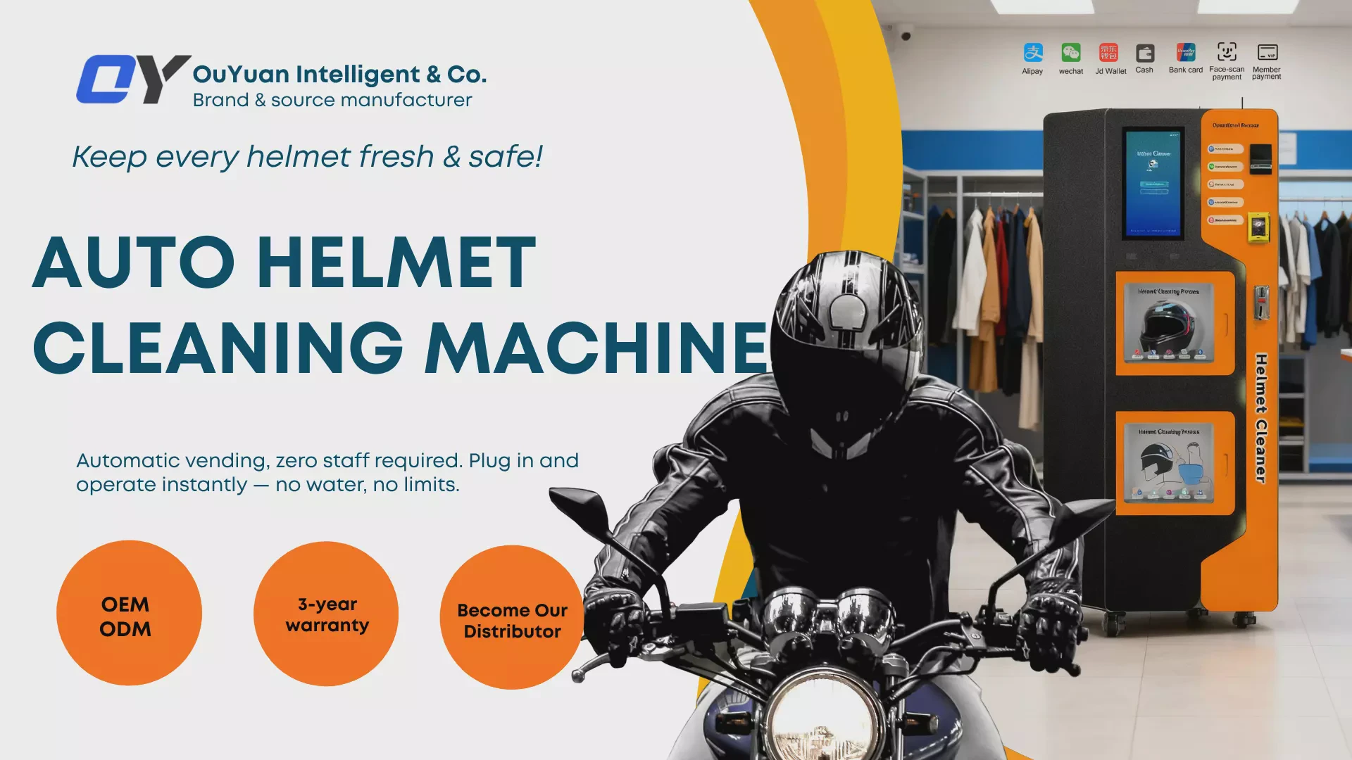 OUYUAN helmet cleaning machine solution for B2B operators